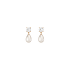 Lab Grown White Sapphire Pearl Drop Earrings