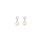 Lab Grown White Sapphire Pearl Drop Earrings