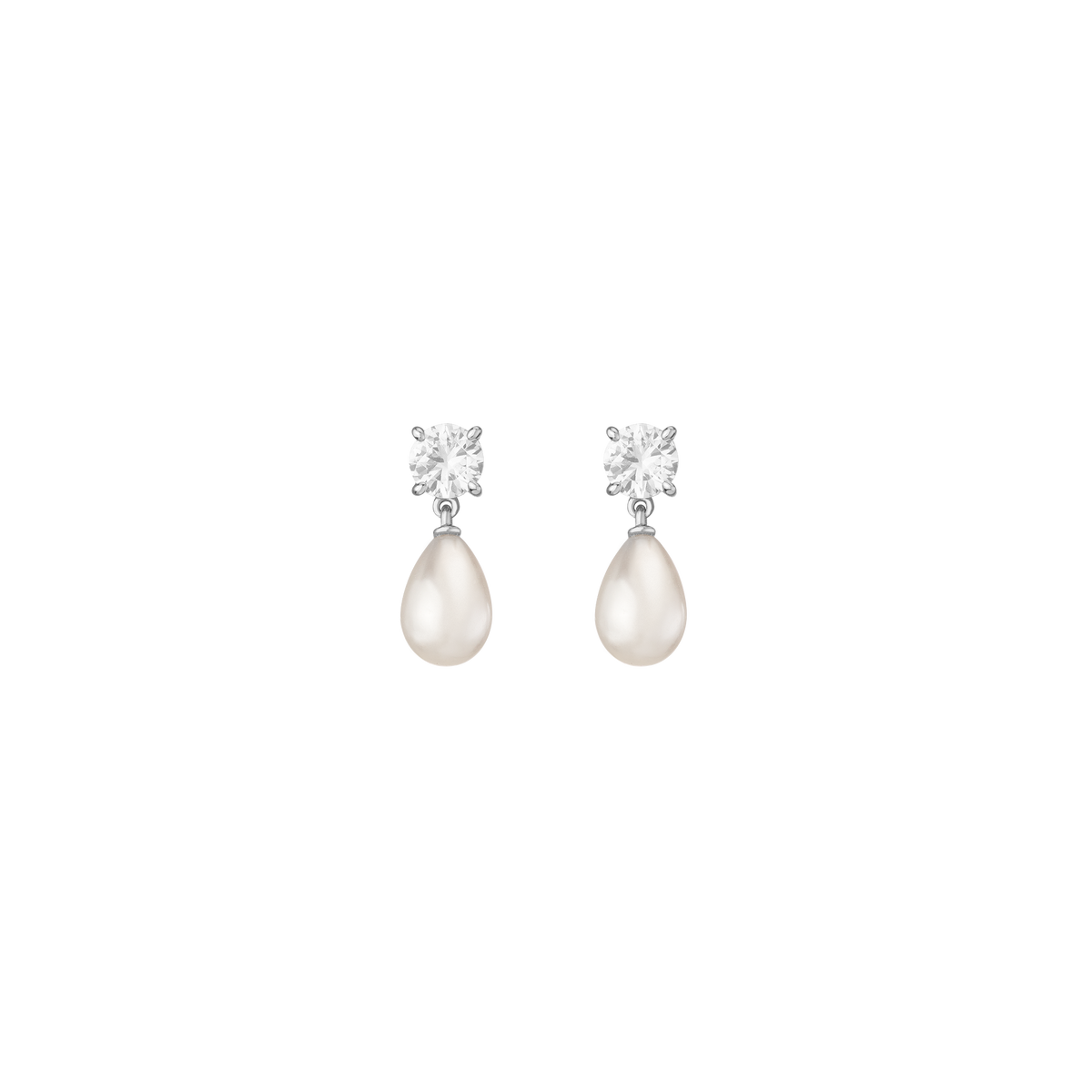 Lab Grown Diamond Pearl Drop Earrings 14k White Gold First