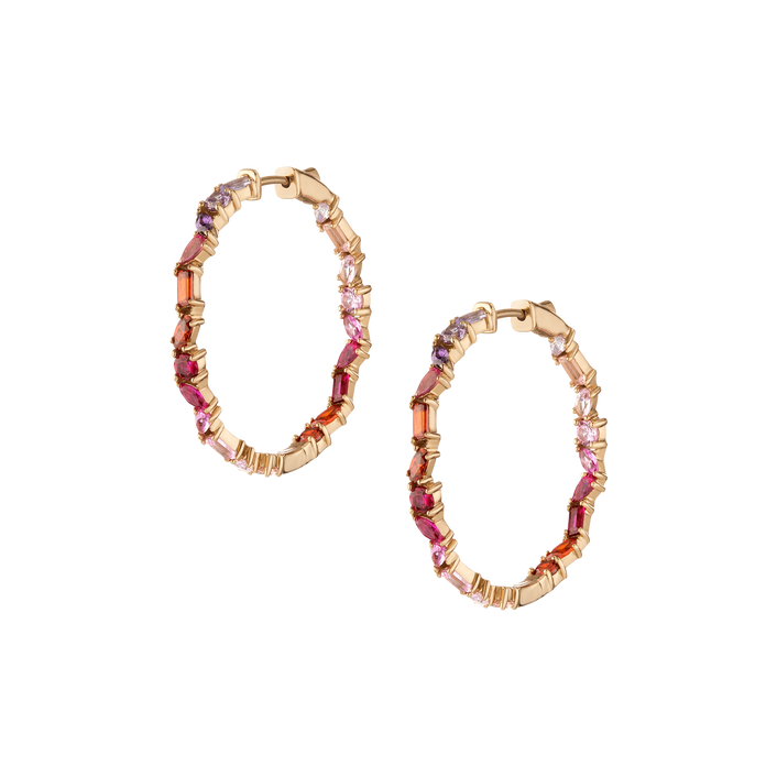 Pink Ombré Mixed Shape Hoop Earrings