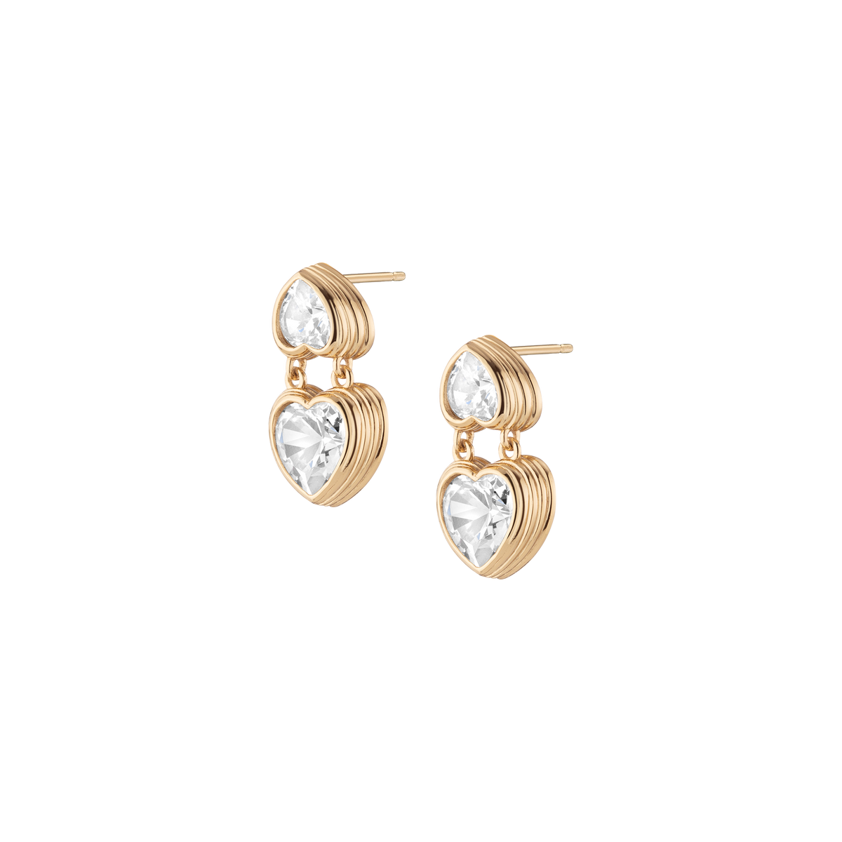 Radiant Heart Art Deco Drop Earrings Vermeil Yellow Gold