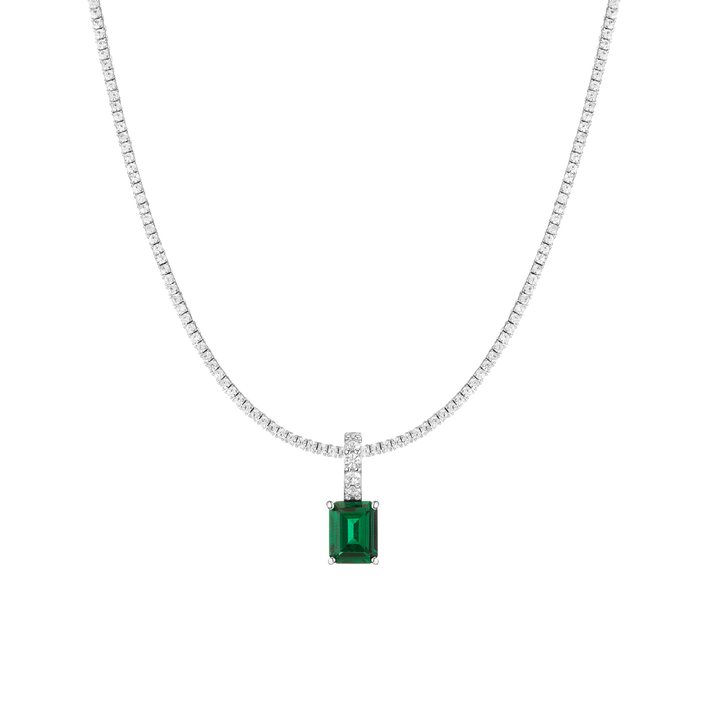 7ct Emerald Tennis Charm Necklace Set