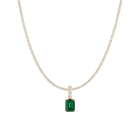 7ct Emerald Tennis Charm Necklace Set