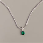 Emerald Cut Tennis Charm Pendant