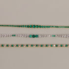 Lab Grown Green Emerald and White Sapphire Scalloped Tennis Necklace