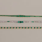 Lab Grown Green Emerald and White Sapphire Scalloped Tennis Necklace