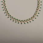 Lab Grown Green Emerald Teardrop Tennis Necklace