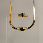 Lab Grown Black Sapphire Art Deco Herringbone Necklace