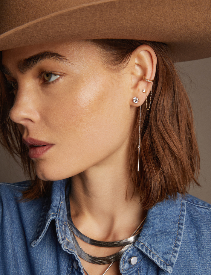 Aurate x Frye: Lab Grown Diamond Stud and Ear Cuff