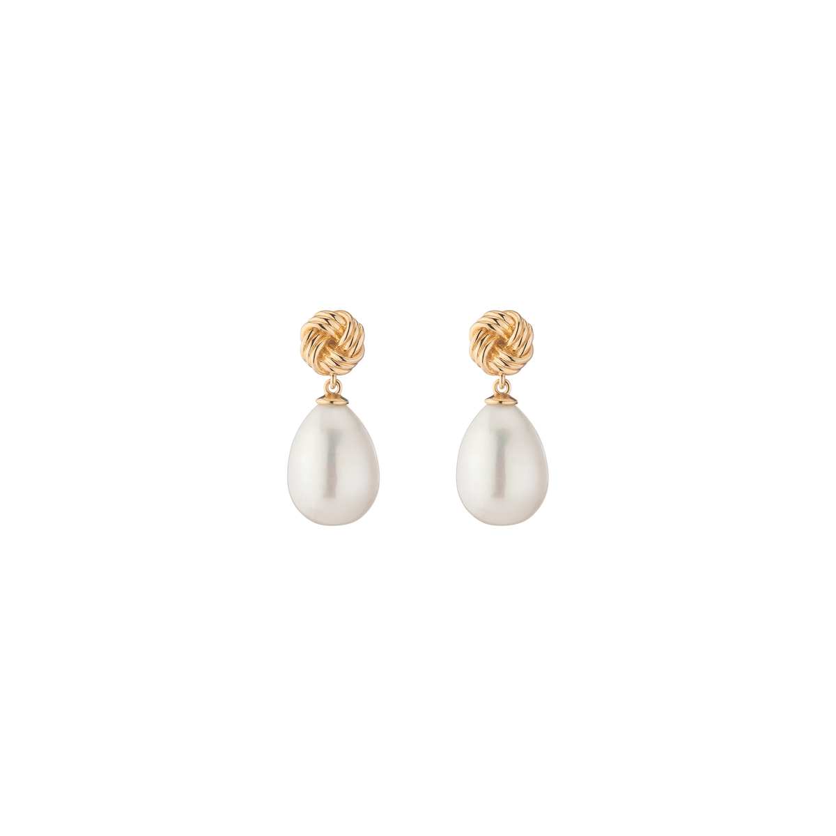 Aurate x Marilyn Monroe: Gold Knot Pearl Drop Earrings Vermeil Yellow Gold First