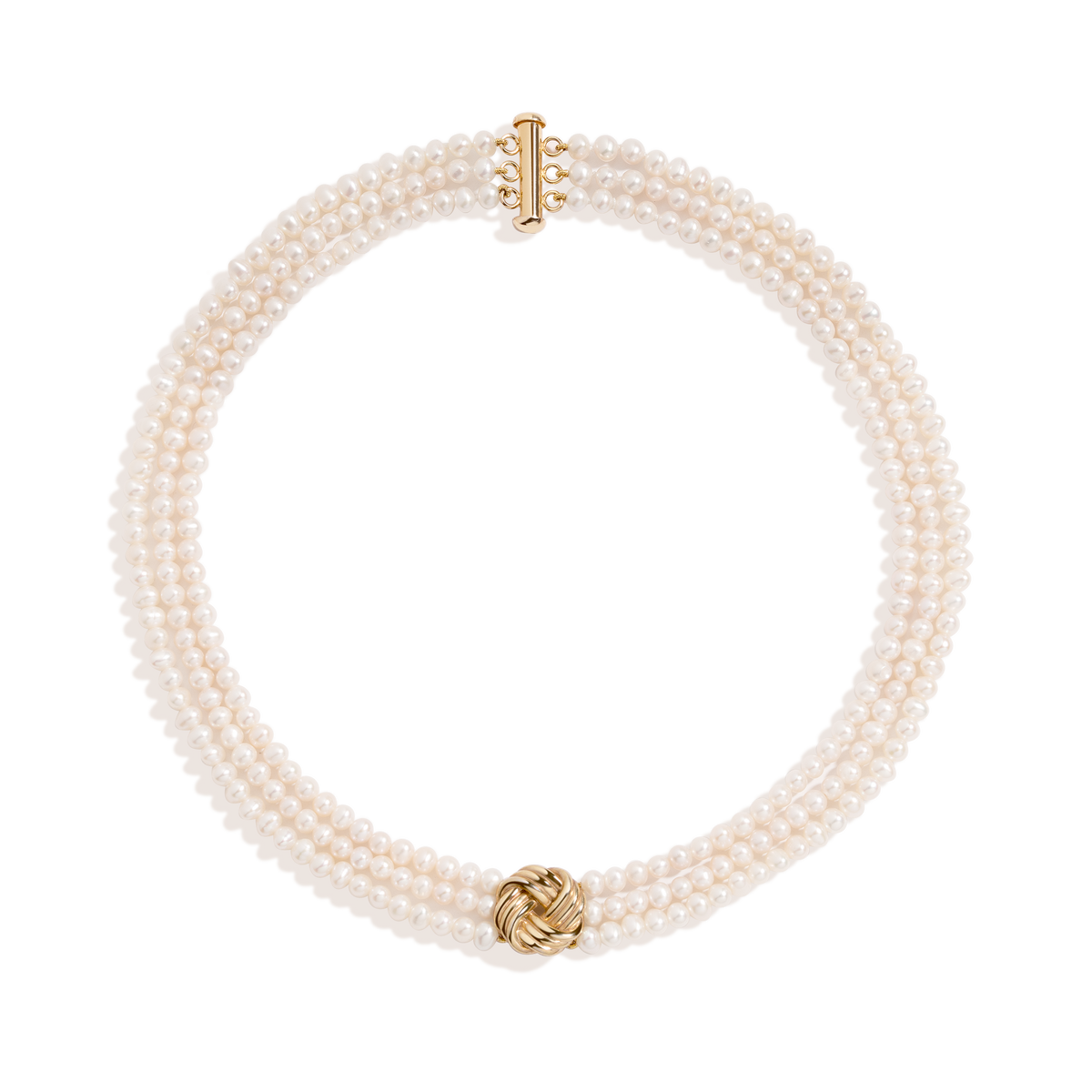 Aurate x Marilyn Monroe: Gold Knot Pearl Necklace Vermeil Yellow Gold 16in First