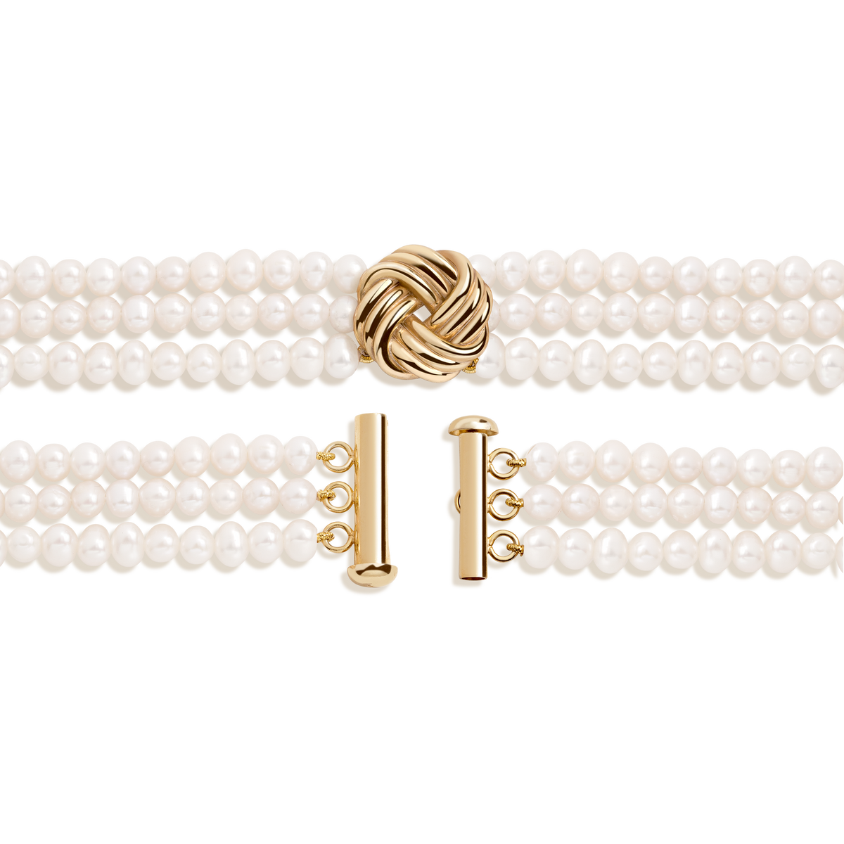 Aurate x Marilyn Monroe: Gold Knot Pearl Necklace Vermeil Yellow Gold 16in 