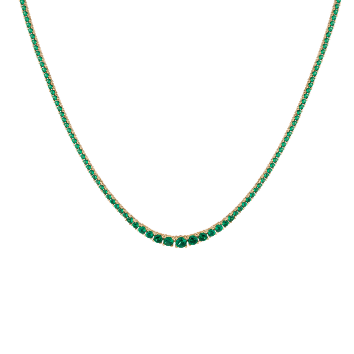Lab Grown Green Emerald Modern Graduated Tennis Necklace