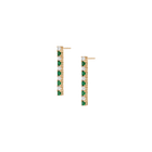 Lab Grown White Sapphire and Green Emerald Alternating Tennis Earrings