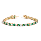 Lab Grown White Sapphire and Green Emerald Alternating Tennis Bracelet