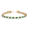 Lab Grown White Sapphire and Green Emerald Alternating Tennis Bracelet Vermeil Yellow Gold 6in 6.5in 7in 7.5in First
