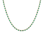Lab Grown White Sapphire and Green Emerald Alternating Tennis Necklace