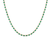 Lab Grown White Sapphire and Green Emerald Alternating Tennis Necklace Vermeil Yellow Gold 16in First