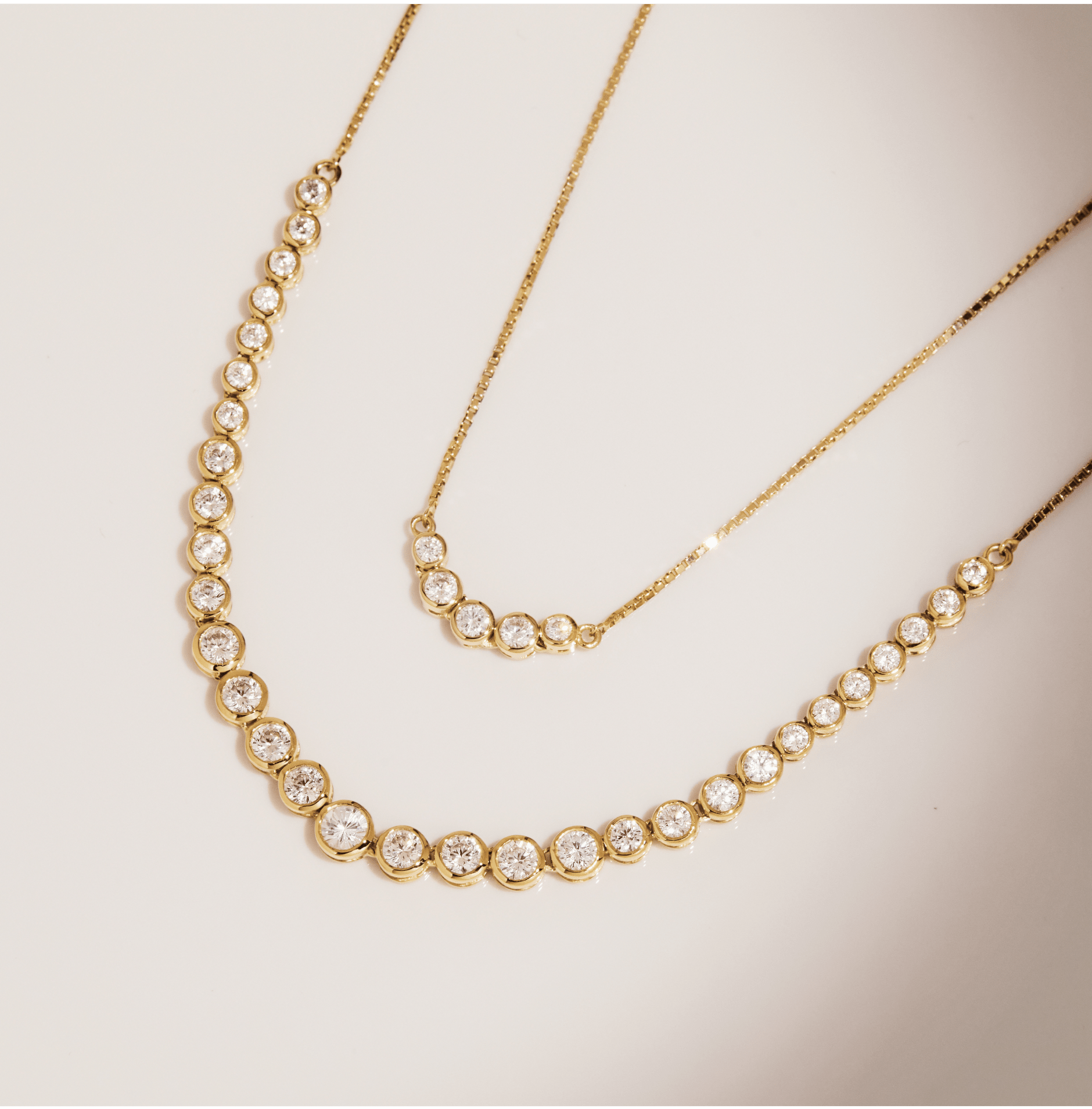 Mini Graduated Lab Grown Diamond Bezel Necklace