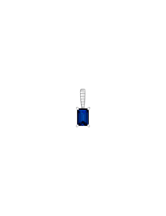 Birthstone Baguette Pendant Vermeil 14K 18K White Gold Blue Sapphire - Sep First