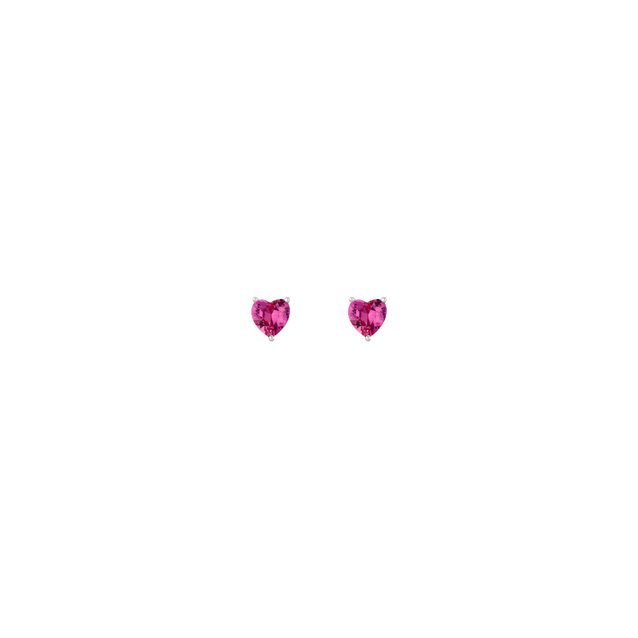 Lab Grown Pink Sapphire Heart Stud Earrings Vermeil White Gold First