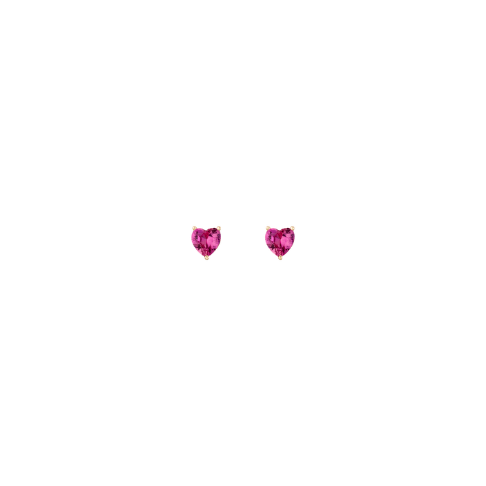 Lab Grown Pink Sapphire Heart Stud Earrings