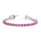 Lab Grown Pink Sapphire Heart Tennis Bracelet