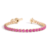 Lab Grown Pink Sapphire Heart Tennis Bracelet Vermeil Yellow Gold 6.5in 7in First