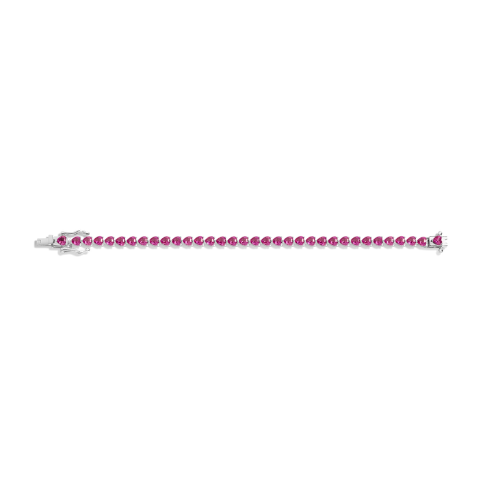 Lab Grown Pink Sapphire Heart Tennis Bracelet Vermeil White Gold 6.5in 7in