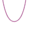 Lab Grown Pink Sapphire Heart Tennis Necklace Vermeil White Gold 16in First