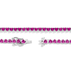 Lab Grown Pink Sapphire Heart Tennis Necklace