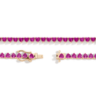 Lab Grown Pink Sapphire Heart Tennis Necklace