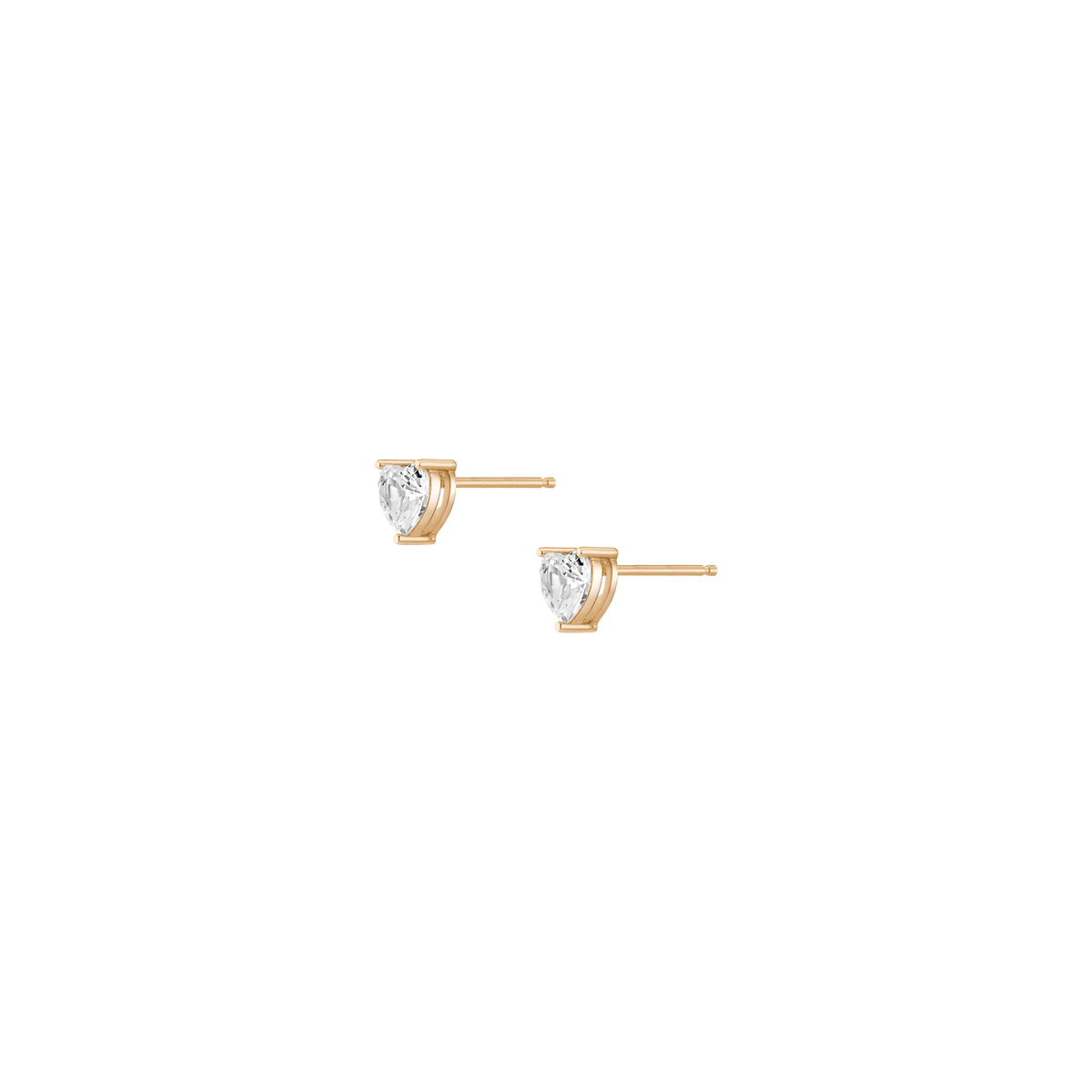 Lab Grown White Sapphire Heart Stud Earrings