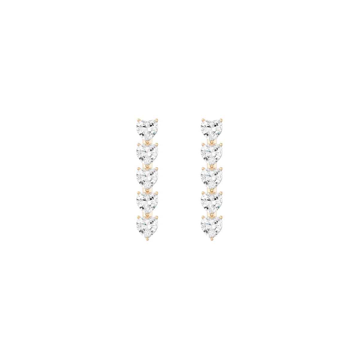 Lab Grown White Sapphire Heart Tennis Earrings Vermeil Yellow Gold First