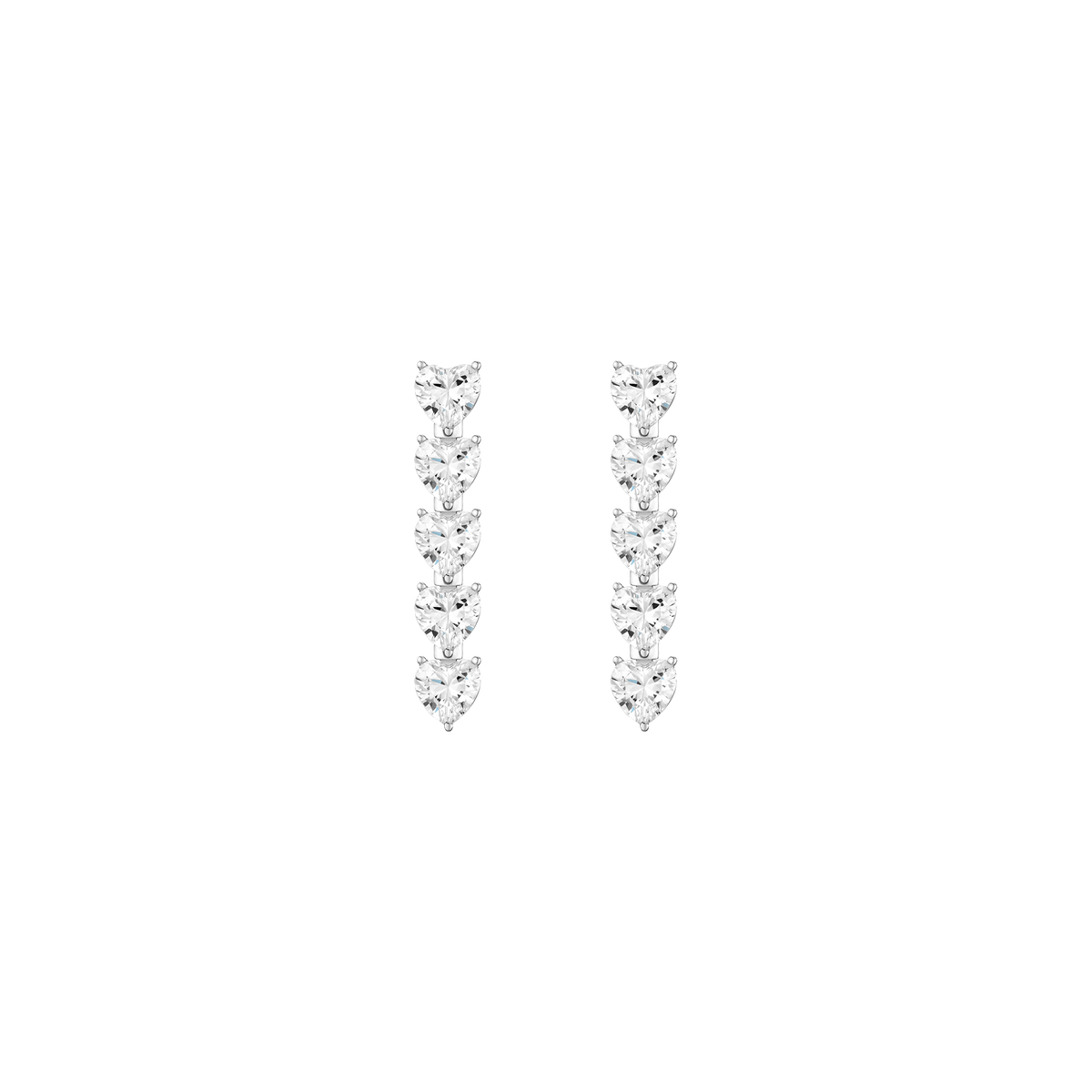 Lab Grown White Sapphire Heart Tennis Earrings Vermeil White Gold First