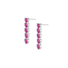 Lab Grown Pink Sapphire Heart Tennis Earrings