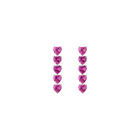 Lab Grown Pink Sapphire Heart Tennis Earrings