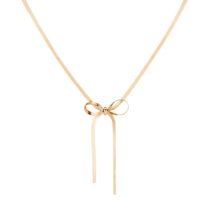 Herringbone Bow Choker Vermeil Yellow Gold 14in 16in First