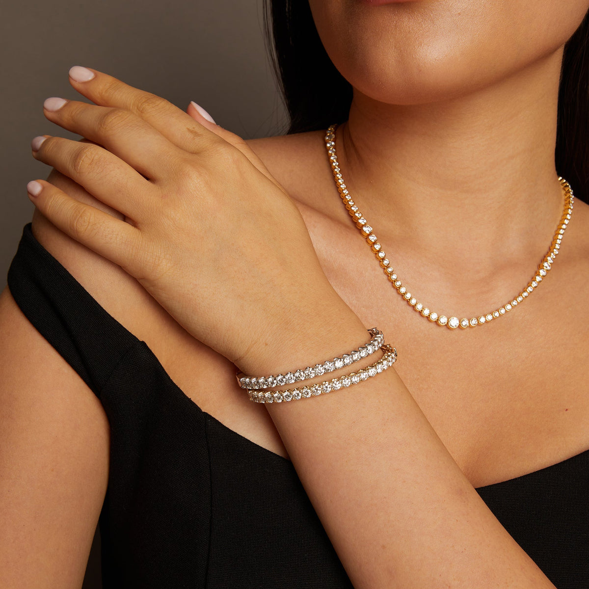 10ct Lab Grown Diamond Hinged Tennis Bracelet