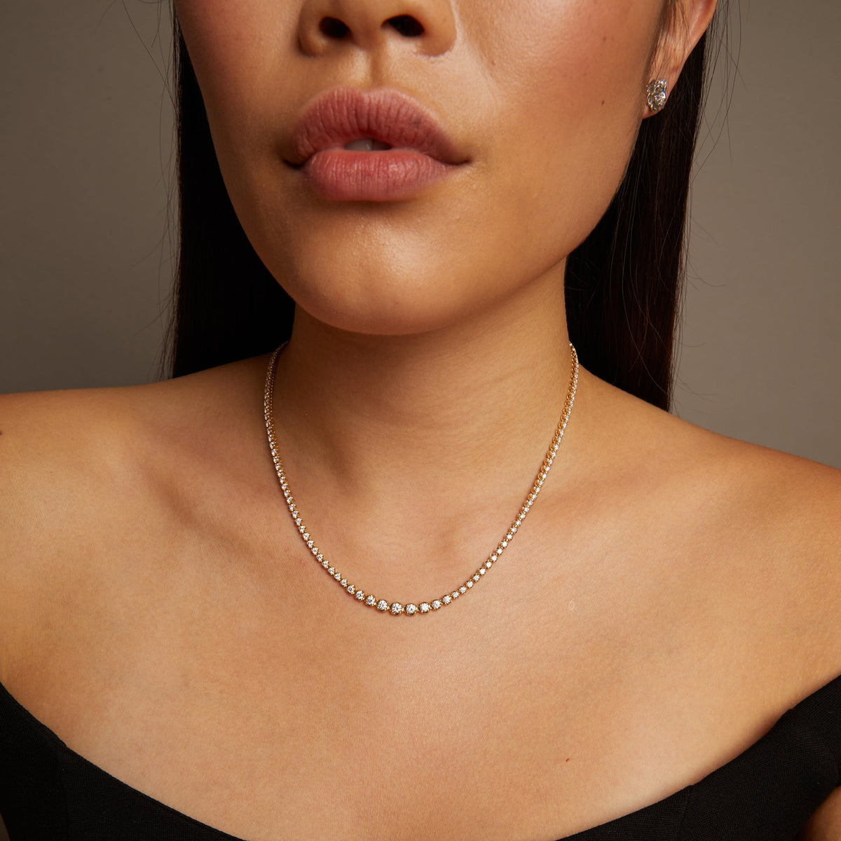 4ct Lab Grown Diamond Graduated Tennis Necklace