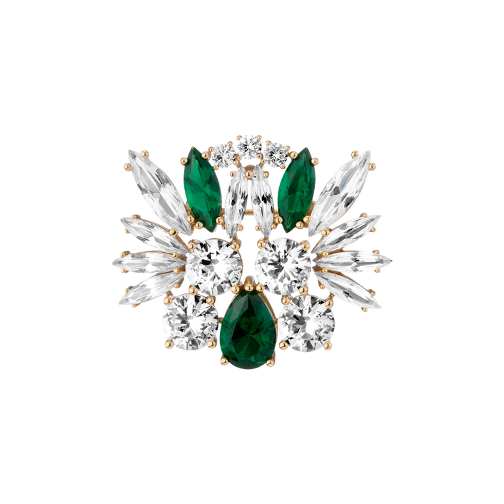 Lab Grown Green Emerald Teardrop Brooch