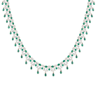 Lab Grown Green Emerald Teardrop Tennis Necklace