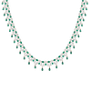 Lab Grown Green Emerald Teardrop Tennis Necklace Vermeil Yellow Gold 16in First
