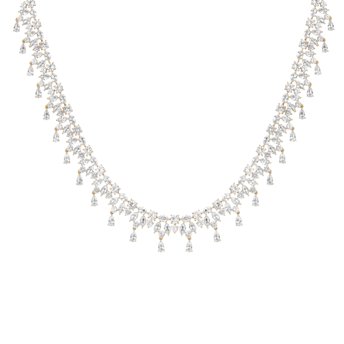 Lab Grown White Sapphire Teardrop Tennis Necklace