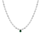 Lab Grown White Sapphire and Green Emerald Pear Tennis Necklace