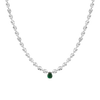 Lab Grown White Sapphire and Green Emerald Pear Tennis Necklace Vermeil White Gold 16in First