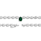 Lab Grown White Sapphire and Green Emerald Pear Tennis Necklace