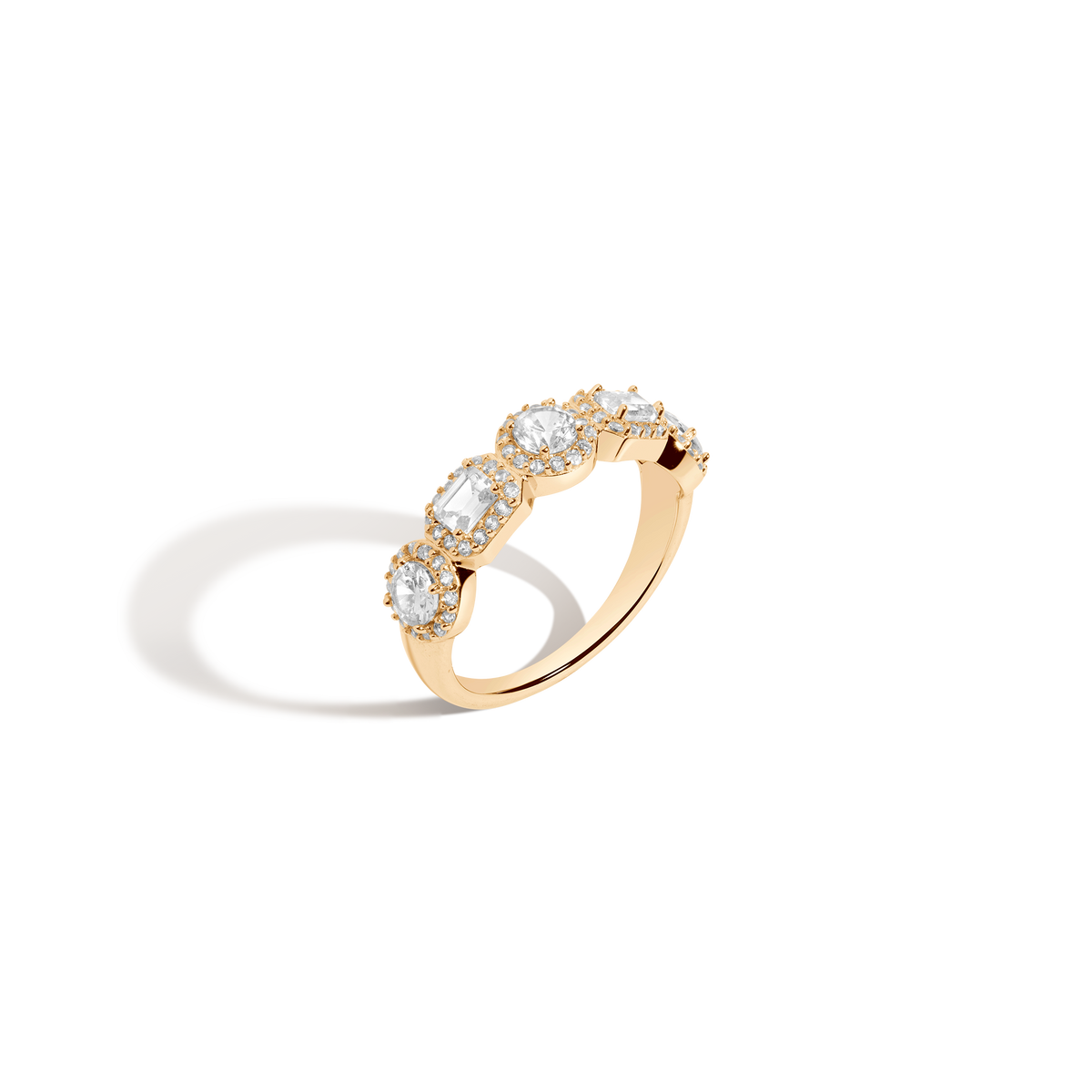 Lab Grown White Sapphire Edwardian Ring Vermeil Yellow Gold