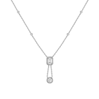 Lab Grown White Sapphire Edwardian Lariat Necklace