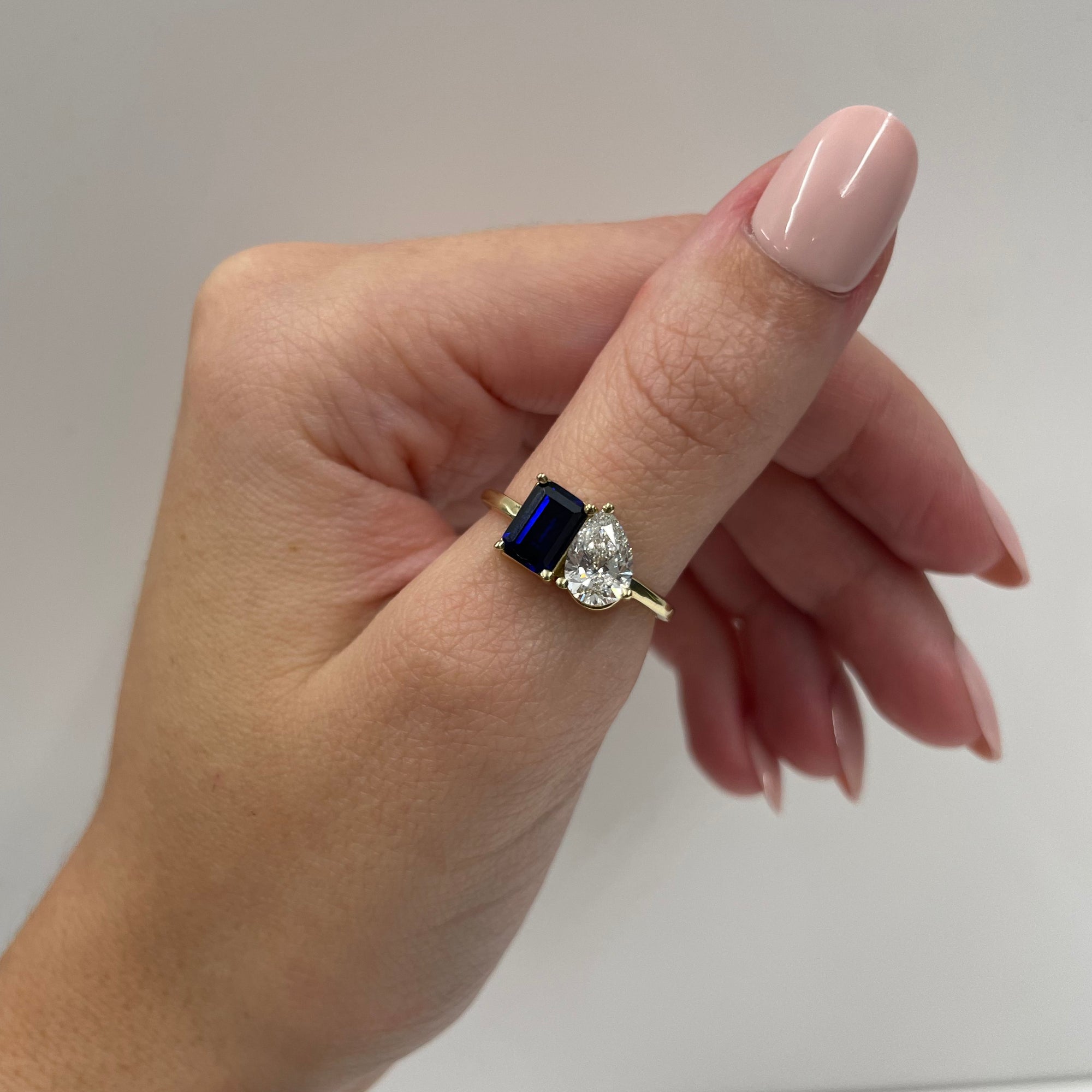 2tcw Toi et Moi Ring - Lab Grown Diamond and Blue Sapphire